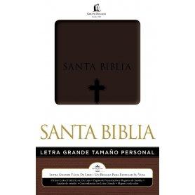 Biblia RVR 1960 Letra Grande Imitación Piel Café Cruz