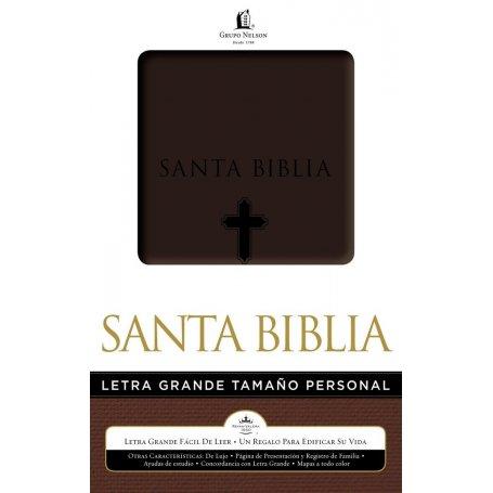 Biblia RVR 1960 Letra Grande Imitación Piel Café Cruz