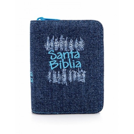 Biblia Mini Bolsillo Jean  Acochada - azul