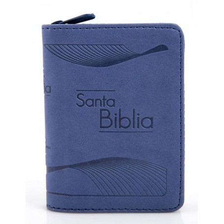 Biblia Mini Bolsillo Imitación Piel Con Cierre - Azul