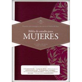 Biblia RVR 1960 de Estudio para Mujer Vinotinto Fucsia Símil Piel con Índice