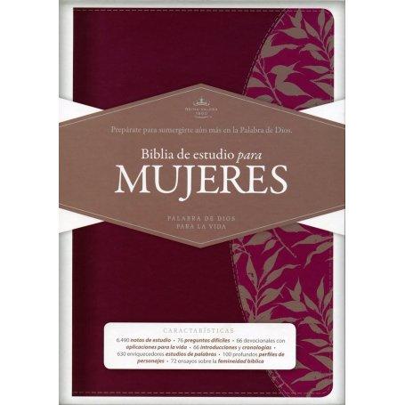 Biblia RVR 1960 de Estudio para Mujer Vinotinto Fucsia Símil Piel con Índice