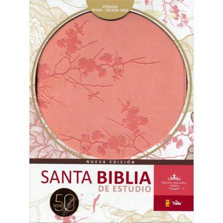 Biblia RVR 1960 de Estudio Serie 50 Piel Dos Tonos Rosado