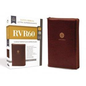 Biblia RVR 1960 Letra Súper Gigante Piel Café con Cierre