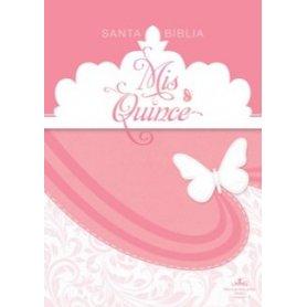 Biblia RVR 1960 Mis Quince Rosa y Blanco Símil Piel