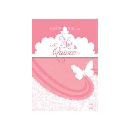 Biblia RVR 1960 Mis Quince Rosa y Blanco Símil Piel