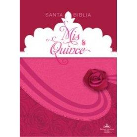 Biblia RVR 1960 Mis Quince Cóctel de Frambuesa con Aplique Símil Piel