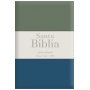 Biblia RVR 1960 Letra Grande Tamaño Manual Tricolor Gris Crema Azul con Cierre e Índice