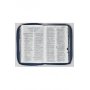 Biblia RVR 1960 Letra Grande Tamaño Manual Tricolor Gris Crema Azul con Cierre e Índice