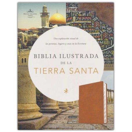 Biblia RVR 1960 Ilustrada de la Tierra Santa Marrón Símil Piel con Índice