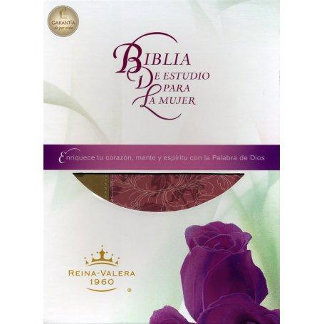 Biblia RVR 1960 de Estudio para la Mujer Símil Piel Rosado Floral