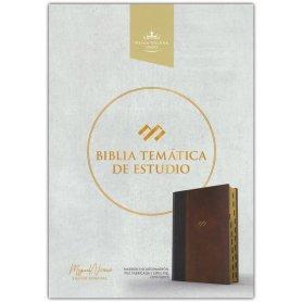 Biblia RVR 1960 de Estudio Temática Miguel Nuñez Piel Marrón Oscuro Marrón con Índice