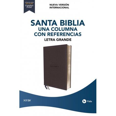 Biblia NVI una Columna con Referencias Piel Azul Marino