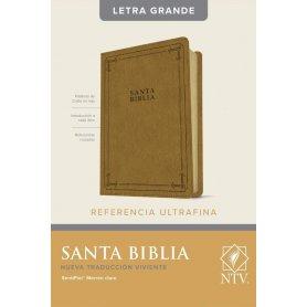 Biblia NTV Letra Grande Ultrafina de Referencias Piel Marrón Claro con Índice
