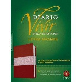 Biblia NTV de Estudio Diario Vivir Letra Grande Símil Piel Vino Tinto Rosa