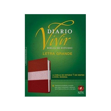 Biblia NTV de Estudio Diario Vivir Letra Grande Símil Piel Vino Tinto Rosa