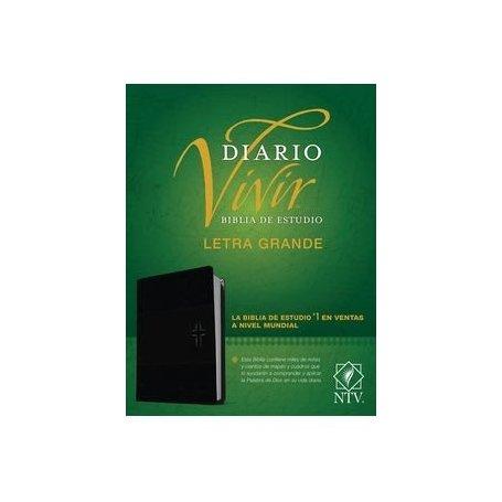 Biblia NTV de Estudio Diario Vivir Letra Grande Símil Piel Negro con Índice