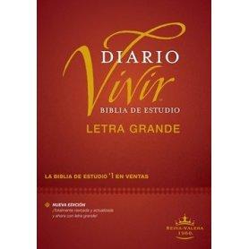 Biblia RVR 1960 de Estudio Diario Vivir Letra Grande Vino Tinto Tapa Dura