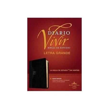 Biblia RVR 1960 de Estudio Diario Vivir Letra Grande Negro Ónice Símil Piel Índice