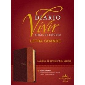 Biblia RVR 1960 de Estudio Diario Vivir Letra Grande Duotono Café Símil Piel