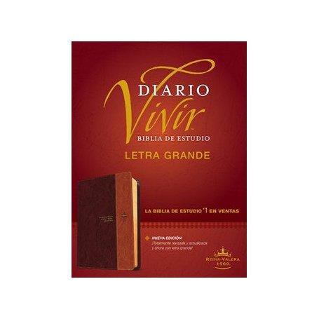 Biblia RVR 1960 de Estudio Diario Vivir Letra Grande Duotono Café Símil Piel