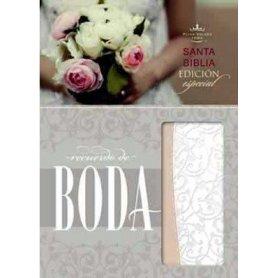 Biblia RVR 1960 de Boda Símil Piel Filgrana Blanca Rosado Palo