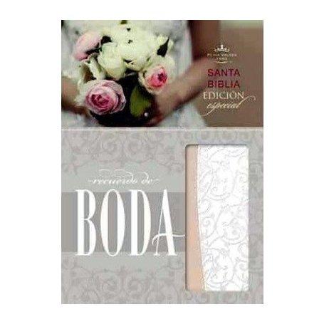 Biblia RVR 1960 de Boda Símil Piel Filgrana Blanca Rosado Palo
