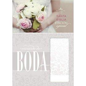 Biblia RVR 1960 de Boda Símil Piel Blanco Floral