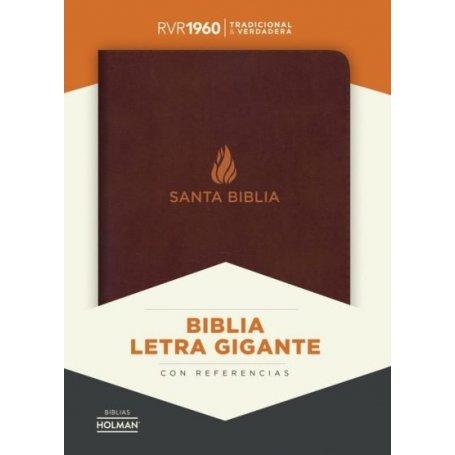 Biblia RVR 1960 Letra Gigante Piel Marrón con Índice