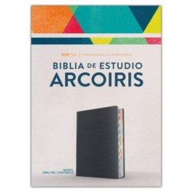 Biblia RVR 1960 de Estudio Arco Iris Multicolor Símil Piel Negro con Índice