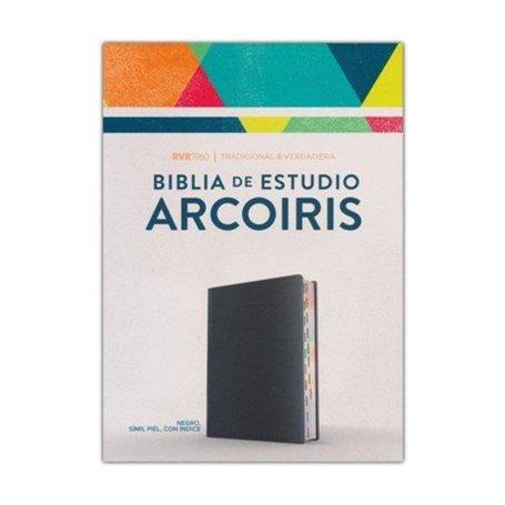 Biblia RVR 1960 de Estudio Arco Iris Multicolor Símil Piel Negro con Índice