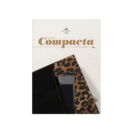 Biblia RVR 1960 Compacta con Cierre Negro Leopardo Símil Piel