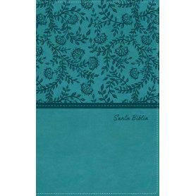 Biblia RVR 1960 Tierra Santa Ultrafina Letra Grande Símil Piel Turquesa con Cierre