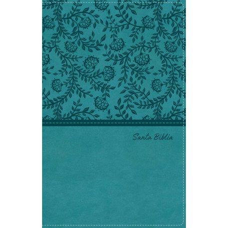 Biblia RVR 1960 Tierra Santa Ultrafina Letra Grande Símil Piel Turquesa con Cierre