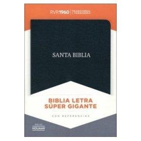 Biblia RVR 1960 Letra Súper Gigante Negro Piel Fabricada con Índice