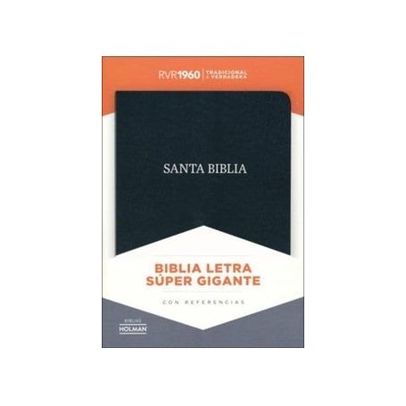 Biblia RVR 1960 Letra Súper Gigante Negro Piel Fabricada con Índice
