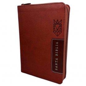 Biblia RVR 1960 Letra Grande Tamaño Manual Símil Piel Café con Índice y Cierre