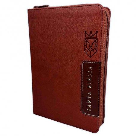 Biblia RVR 1960 Letra Grande Tamaño Manual Símil Piel Café con Índice y Cierre