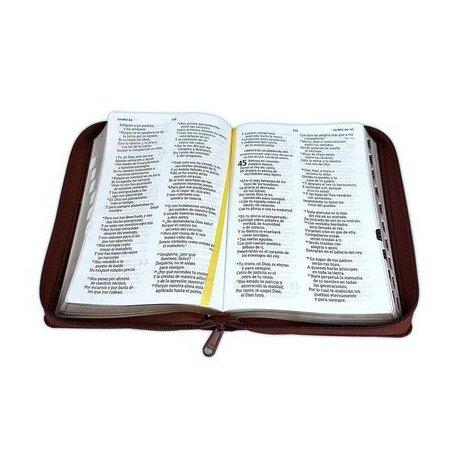 Biblia RVR 1960 Letra Grande Tamaño Manual Símil Piel Café con Índice y Cierre