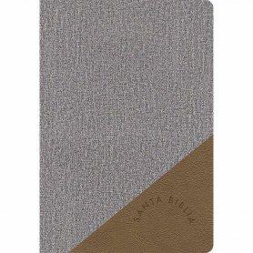 Biblia RVR 1960 Letra Grande Tamaño Manual Piel Gris y Marrón
