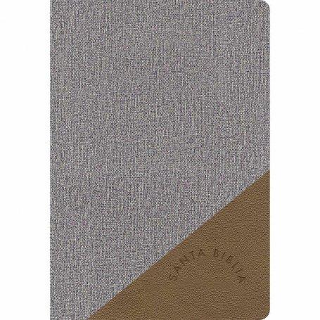 Biblia RVR 1960 Letra Grande Tamaño Manual Piel Gris y Marrón
