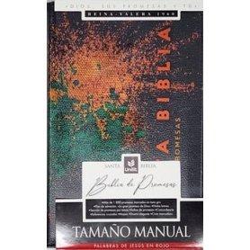 Biblia RVR 1960 de Promesas Letra Grande Tamaño Manual Negro Naranja Verde Simil Piel con Cierre