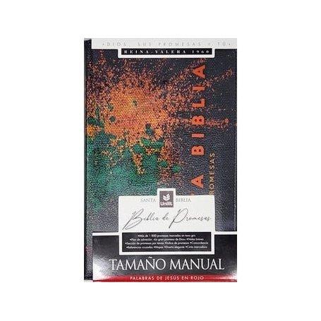 Biblia RVR 1960 de Promesas Letra Grande Tamaño Manual Negro Naranja Verde Simil Piel con Cierre