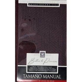 Biblia RVR 1960 de Promesas Letra Grande Tamaño Manual Marrón Líneas Simil Piel con Cierre