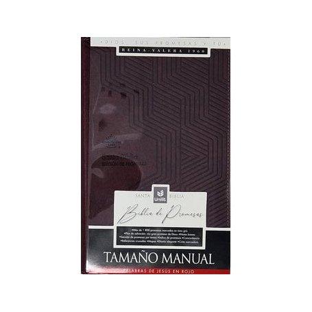 Biblia RVR 1960 de Promesas Letra Grande Tamaño Manual Marrón Líneas Simil Piel con Cierre