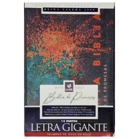 Biblia RVR 1960 de Promesas Letra Gigante Negro Naranja Verde Símil Piel con Cierre