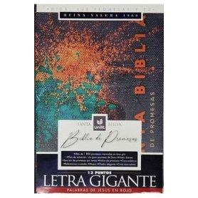 Biblia RVR 1960 de Promesas Letra Gigante Negro Naranja Verde Símil Piel