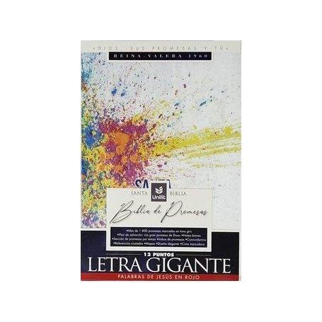 Biblia RVR 1960 de Promesas Letra Gigante Colores Pintura Símil Piel