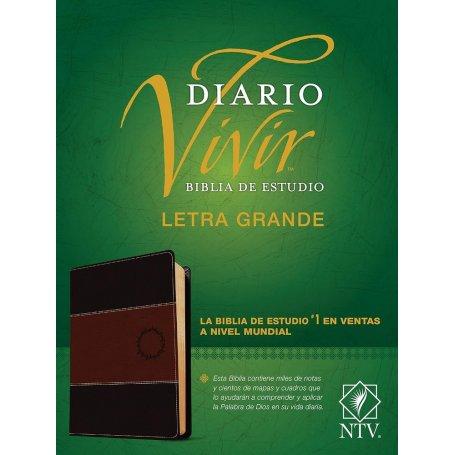 Biblia NTV de Estudio Diario Vivir Letra Grande Símil Piel Duotono Café