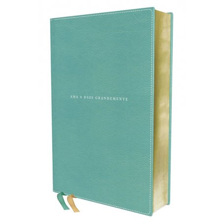 Biblia NBLA Ama a Dios Grandemente Piel Turquesa Interior a Cuatro Colores